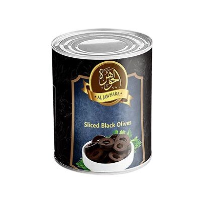 Al Jawhara Sliced Black Olives by Two Brothers Co.Made in Egypt